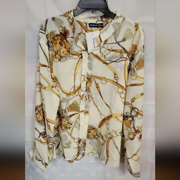 Bloomchic 20 (2XL) Cream Blouse Long Sleeve - Picture 1 of 7